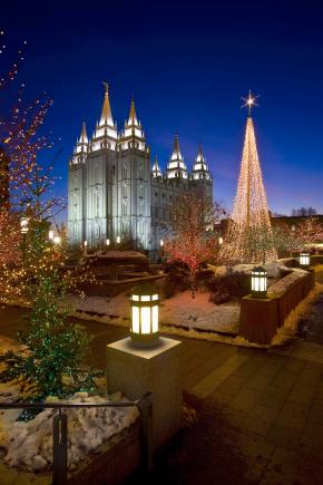 Mormon Temple Square Christmas Lighting