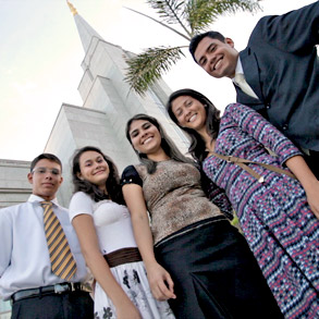 Mormon youth at temple